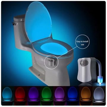 Illuminate the Night with Smart PIR Motion Sensor Toilet Seat Night Light – 8 Colors, Waterproof Design for a Bright and Stylish Toilet