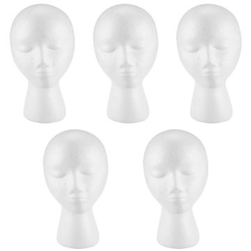 5X Styrofoam Foam Mannequin Wig Head Display Hat Cap Wig Holder White Foam Head