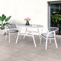 JARDINA 3 Pieces Outdoor Patio Furniture Aluminum Bistro Set with Cushions