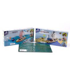 Gift Pack with Models for Kids and Accessory: Viking Ship, Pirate Ship and A4 Cutting Mat