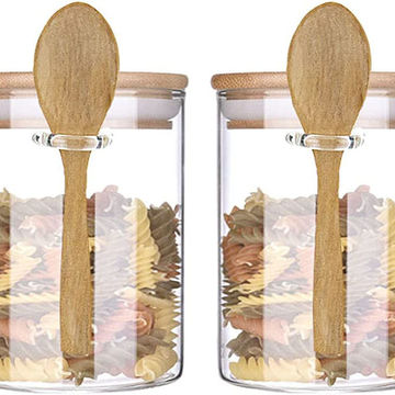 Glass Jar Containers with Bamboo