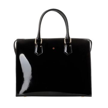 HANA leather briefcase vernice black
