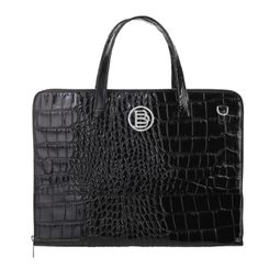Croco black leather laptop case
