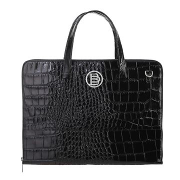 Croco black leather laptop case