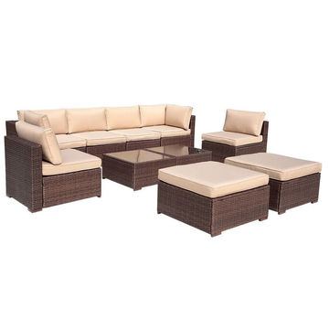 JARDINA 10 Pieces Patio Outdoor Sectional Set Wicker Modular Furniture Set