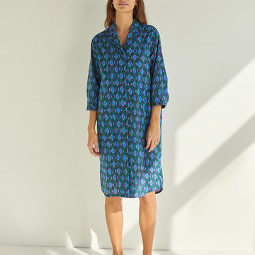 ETHNIC-PRINT SHIRT DRESS