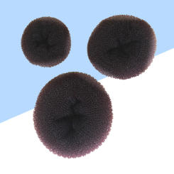 3pcs Hair Donut Bun Maker Sponge Hair Styling Tools Hairdressing Accessories (Coffee)