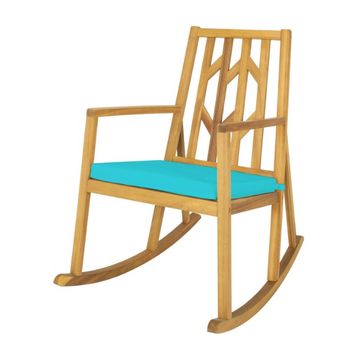 Goplus Patio Rocking Chair with Acacia Wood Armrest