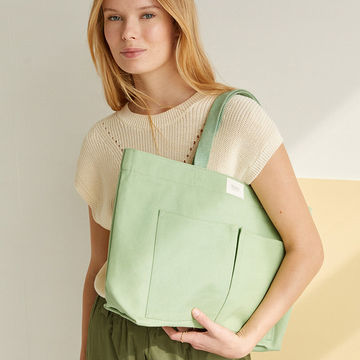 CANVAS BAG WITH POCKETS GREEN