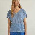 100% LINEN SHORT-SLEEVE T-SHIRT BLUE BLANC CHECKS