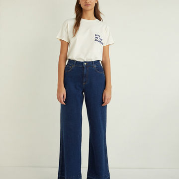 WIDE LEG DENIM TROUSERS