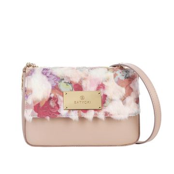 Women's leather bag ELLE flowers pink powder