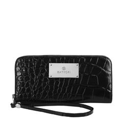 CROCO black leather women's wallet