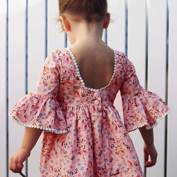 Floral children's dress with long sleeves