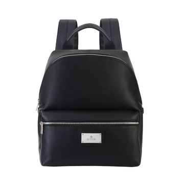 Black napa leather men's backpack