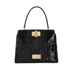 Women's leather bag DESIRE croco black