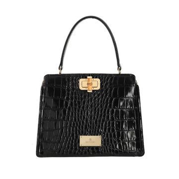 Women's leather bag DESIRE croco black