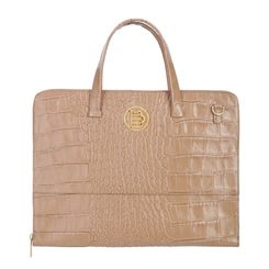 Croco camel leather laptop case