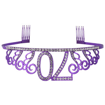 70th Birthday Headband Rhinestone Tiara 70th Aniversary Headband with Hair Comb for Party Hair Accessories ( Purple )