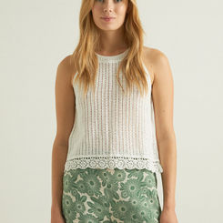 100% COTTON CROCHET TOP NATURAL