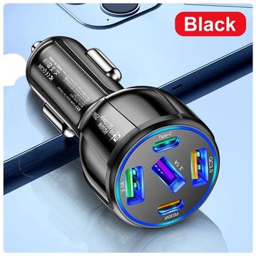 OLAF 5 Port 75W USB Car Charger - Type C Car Charger with Fast Charging PD QC3.0, Ideal for iPhone, Xiaomi, Huawei, Samsung