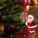 Santa's Musical Climb: Electric Climbing Ladder Santa Claus Doll Toy - A Merry 2024 New Year Christmas Ornament Gift for Christmas Tree