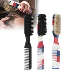 Double-sided Comb Brush Small Beard Styling Brush Professional Shave Beard Brush Barber Vintage Carving Cleaning Brush