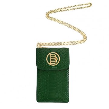 GREEN leather phone case python