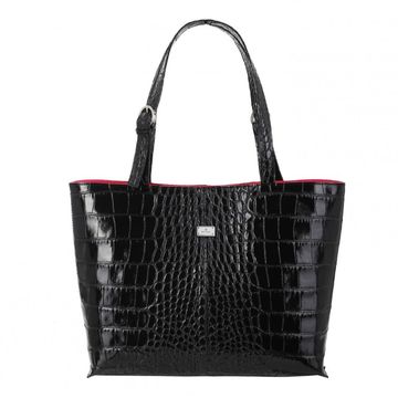 Ladies' leather bag DENIKA CROCO BLACK