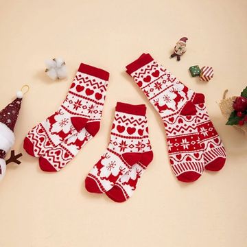 1 pair Warm Cute Casual Cartoon Funny Merry Christmas Socks For Family And Happy New Year