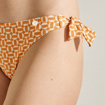 GEOMETRIC PRINT BIKINI BOTTOMS TERRACOTTA