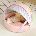 Princess Rainbow Pet Cat Bed - Half-Enclosed Round Cozy Haven for Chihuahuas, Teddies, and More