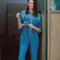 100% COTTON DENIM JUMPSUIT INDIGO