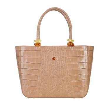 Women's leather handbag CALM SEA croco camel