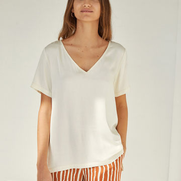 VISCOSE V-NECK T-SHIRT