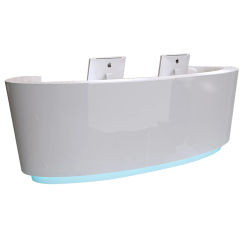 Office front desk, lacquered front desk, simple table, curved reception desk, white welcome table, fiberglass bar counter