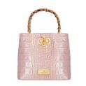 Women's leather bag STELLA croco pink powder