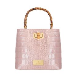 Women's leather bag STELLA croco pink powder