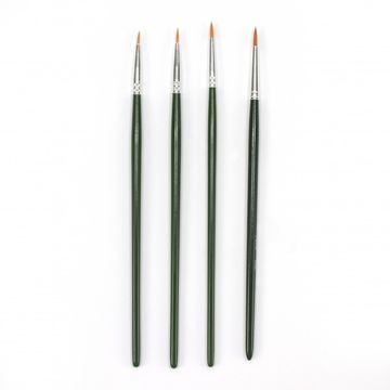 Set of 4 Synthetic Brushes for Figurines & Small Parts - 00, 0, 1 & 2
