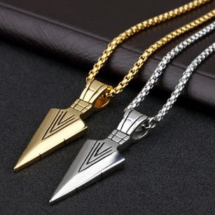 Fashion Men Arrow Head Pendant Necklace Street Party Long Chain Jewelry Gift