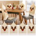 11-Piece Embroidered Deer Christmas Chair Cover Set - Festive Elk Xmas Chair Covers for Christmas Dinner Table Decor