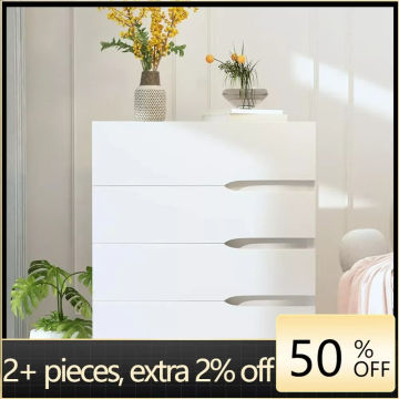 Wooden Chest of 4 Drawers Dresser With Mirror Office Furniture Makeup Dressing Table With Mirror Bedroom Home Freight free