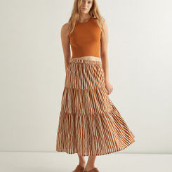 100% COTTON LONG STRIPED SKIRT