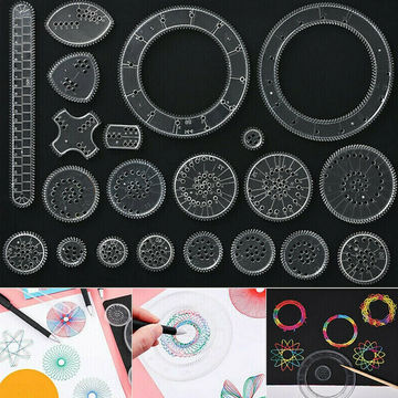 22pcs Spirograph Drawing Set: Interlocking Gears & Wheels Geometric Ruler for Creative Educational Kids