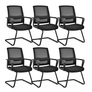 Goplus Costway Set of 6 Conference Chairs Mesh Reception Office Guest Chairs w/Lumbar Support