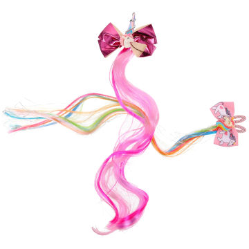 2pcs Unicorn Glittering Bowknot Hairpins Gradient Color Barrette Hair Clips Hair Accessories for Kids Little Girls