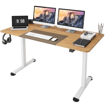 Goplus Costway 55" Electric Standing Desk Height Adjustable Home Office Table with Hook Natural