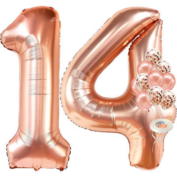 Balloon Numbers Set - 40 Inch | 14 Birthday Balloons With Confetti