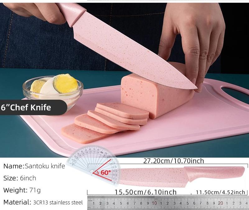 Description Picture 3 of itemColorful Macaron Stainless Steel Kitchen Knife Set with Scissors - 6 Piece Set