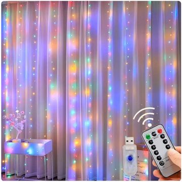 Enchanting Curtain LED Garland Lights with USB Remote Control - Perfect for Festive Decor, Holidays, Weddings, and Christmas in Bedroom